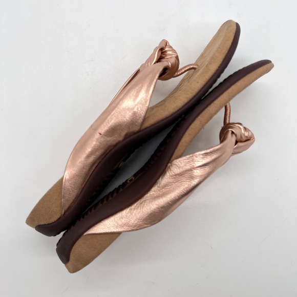 VIONIC Pippa Toe Post Sandal Womens 10 Rose Gold Leather Knotted Flip Flop Thong - Picture 6 of 14